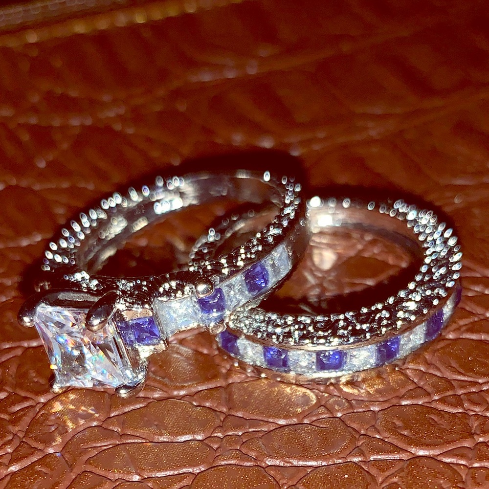 925 sterling silver bridal engagement ring set